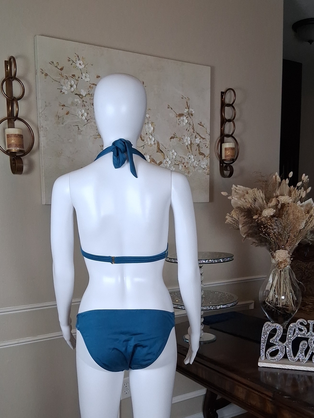Venus Teal Blue And Gold Goddess Enhancer PushUp Bikini Set Top DD- Bottom Small - Picture 11 of 16